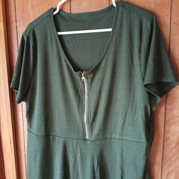 plus size womens green short sleeve half zip pullover top size 4X - Picture 3 of 4